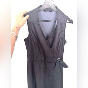 IVANKA TRUMP Stylish Black Sleeveless Wrap Dress